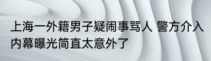 上海一外籍男子疑闹事骂人 警方介入 内幕曝光简直太意外了