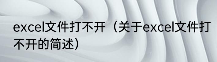 excel文件打不开（关于excel文件打不开的简述）