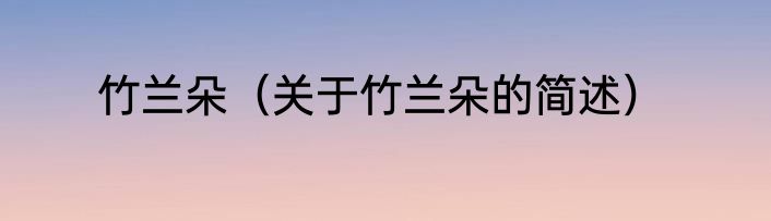 竹兰朵（关于竹兰朵的简述）
