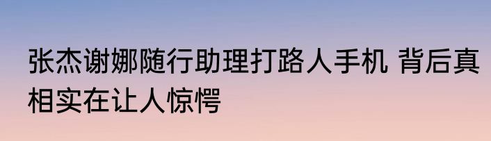 张杰谢娜随行助理打路人手机 背后真相实在让人惊愕