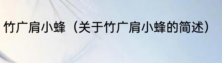 竹广肩小蜂（关于竹广肩小蜂的简述）