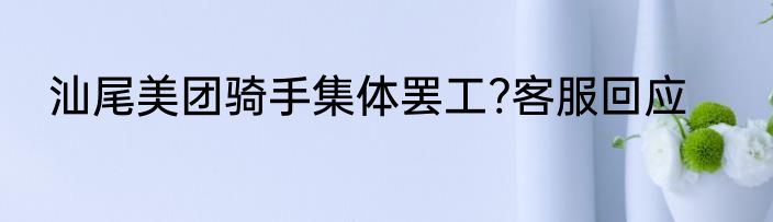 汕尾美团骑手集体罢工?客服回应