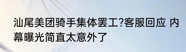 汕尾美团骑手集体罢工?客服回应 内幕曝光简直太意外了