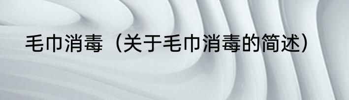 毛巾消毒（关于毛巾消毒的简述）