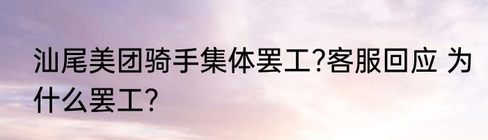 汕尾美团骑手集体罢工?客服回应 为什么罢工？
