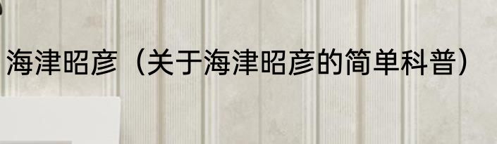 海津昭彦（关于海津昭彦的简单科普）