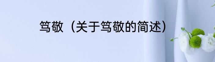笃敬（关于笃敬的简述）