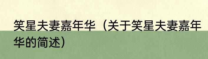 笑星夫妻嘉年华（关于笑星夫妻嘉年华的简述）