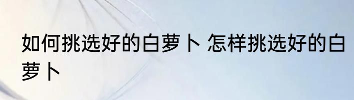 如何挑选好的白萝卜 怎样挑选好的白萝卜