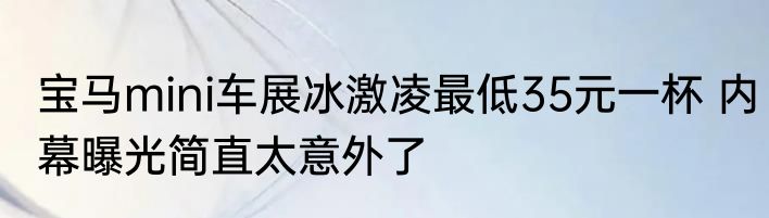 宝马mini车展冰激凌最低35元一杯 内幕曝光简直太意外了