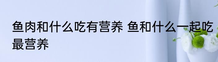 鱼肉和什么吃有营养 鱼和什么一起吃最营养