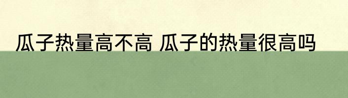 瓜子热量高不高 瓜子的热量很高吗