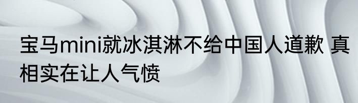 宝马mini就冰淇淋不给中国人道歉 真相实在让人气愤