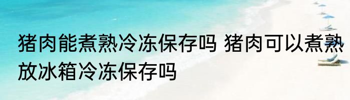 猪肉能煮熟冷冻保存吗 猪肉可以煮熟放冰箱冷冻保存吗