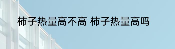 柿子热量高不高 柿子热量高吗