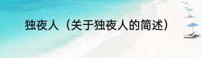 独夜人（关于独夜人的简述）