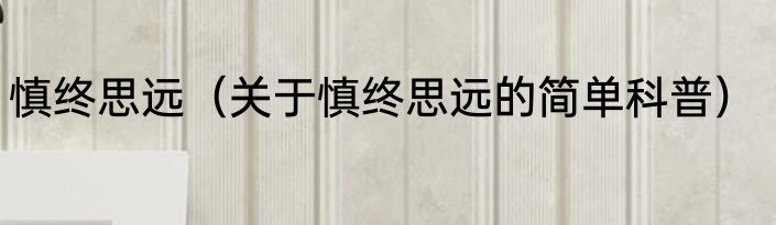 慎终若始（关于慎终若始的简单科普）
