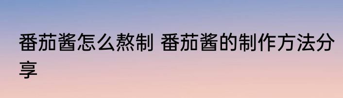 番茄酱怎么熬制 番茄酱的制作方法分享