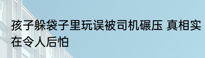 孩子躲袋子里玩误被司机碾压 真相实在令人后怕