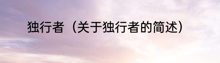 独行者（关于独行者的简述）