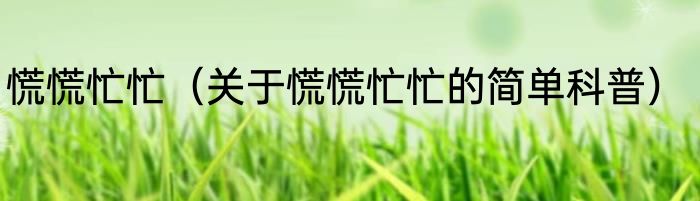慌慌忙忙（关于慌慌忙忙的简单科普）