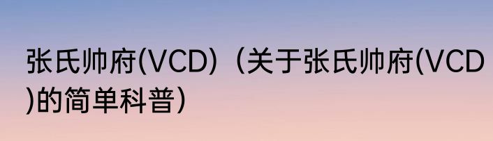 张氏帅府(VCD)（关于张氏帅府(VCD)的简单科普）