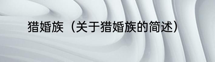 猎婚族（关于猎婚族的简述）