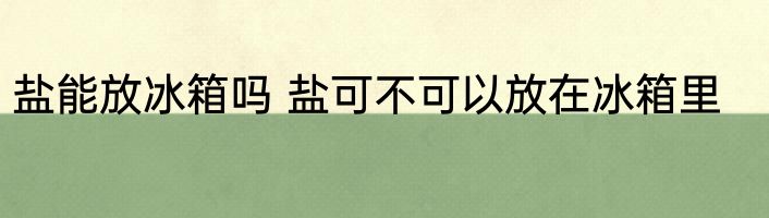 盐能放冰箱吗 盐可不可以放在冰箱里