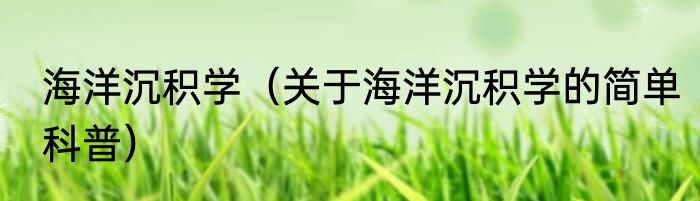 海洋沉积学（关于海洋沉积学的简单科普）