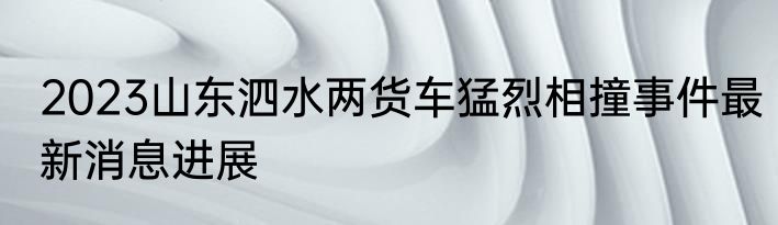 2023山东泗水两货车猛烈相撞事件最新消息进展