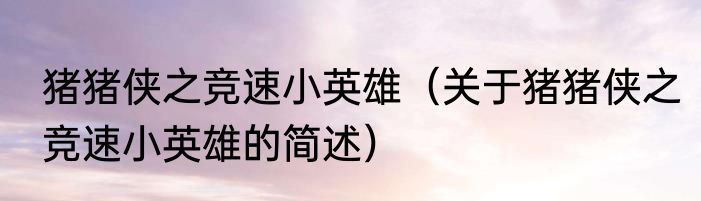 猪猪侠之竞速小英雄（关于猪猪侠之竞速小英雄的简述）