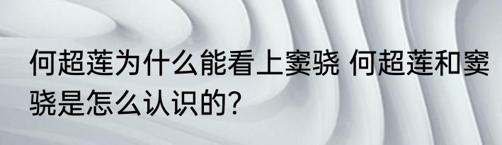 何超莲为什么能看上窦骁 何超莲和窦骁是怎么认识的？