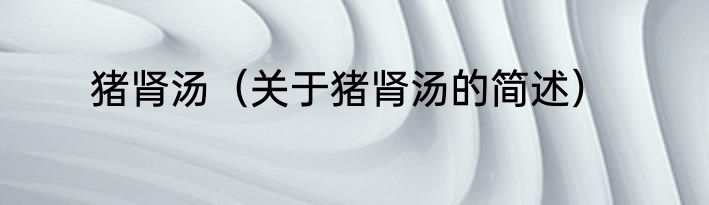 猪肾汤（关于猪肾汤的简述）
