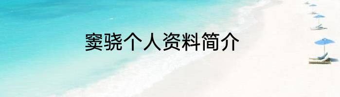 窦骁个人资料简介