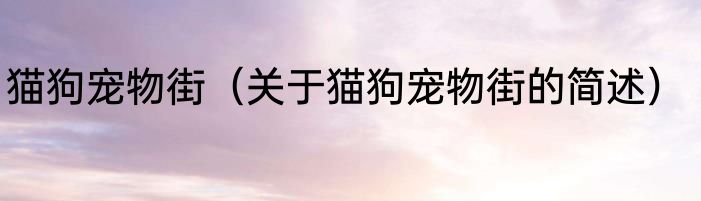 猫狗宠物街（关于猫狗宠物街的简述）
