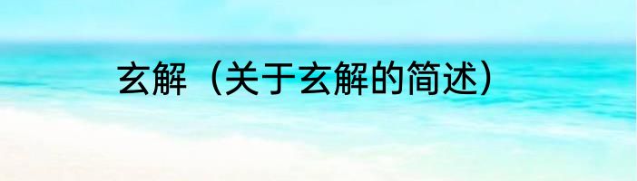 玄解（关于玄解的简述）