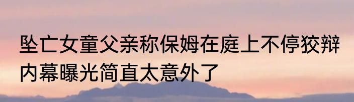 坠亡女童父亲称保姆在庭上不停狡辩 内幕曝光简直太意外了