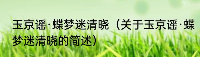 玉京谣·蝶梦迷清晓（关于玉京谣·蝶梦迷清晓的简述）