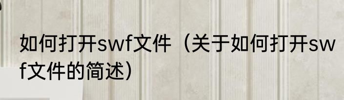 如何打开swf文件（关于如何打开swf文件的简述）