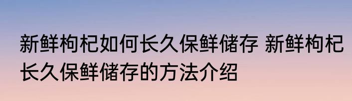 新鲜枸杞如何长久保鲜储存 新鲜枸杞长久保鲜储存的方法介绍