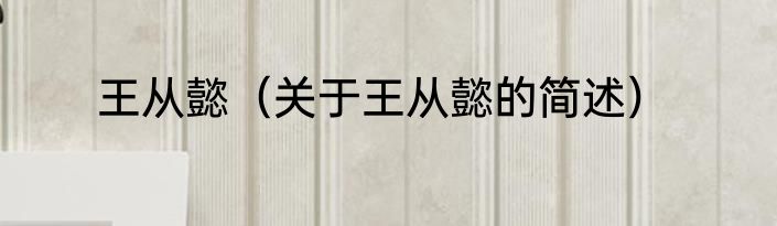 王从懿（关于王从懿的简述）