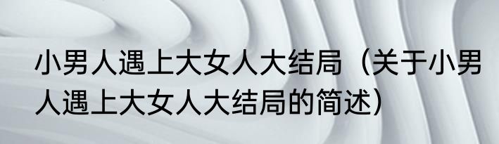 小男人遇上大女人大结局（关于小男人遇上大女人大结局的简述）