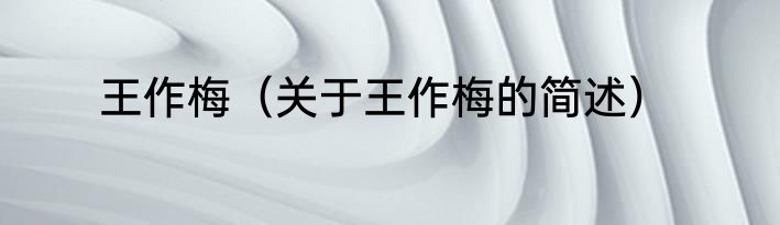 王作梅（关于王作梅的简述）