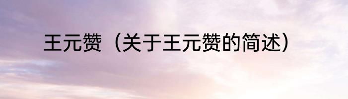王元赞（关于王元赞的简述）