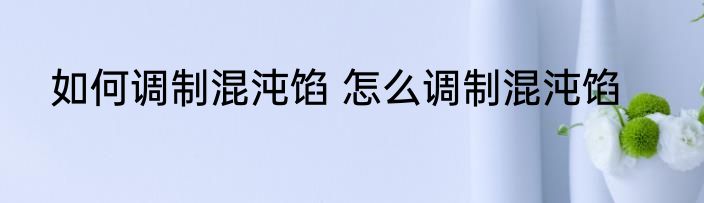 如何调制混沌馅 怎么调制混沌馅