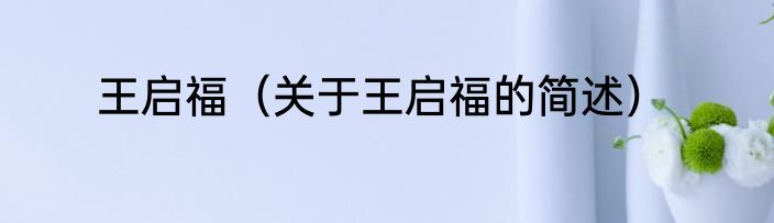 王启福（关于王启福的简述）