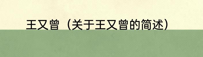 王又曾（关于王又曾的简述）