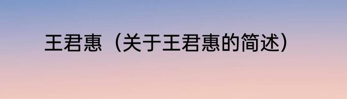 王君惠（关于王君惠的简述）