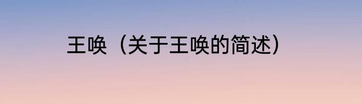 王唤（关于王唤的简述）