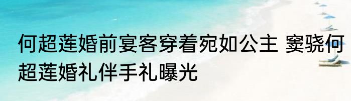 何超莲婚前宴客穿着宛如公主 窦骁何超莲婚礼伴手礼曝光